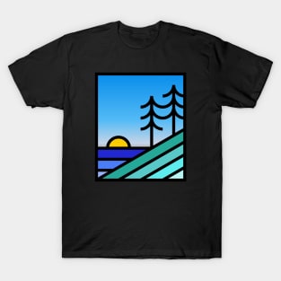 Nature inspiration: Landscape badge with sunset and trees (retro design) T-Shirt